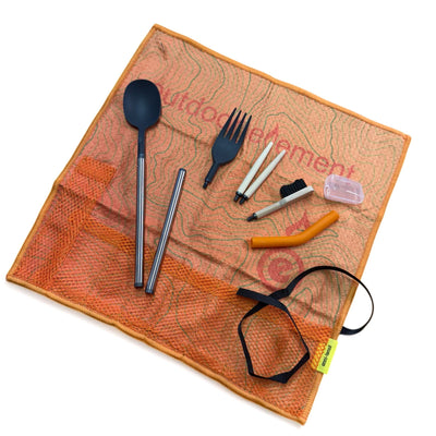 Outdoor Element Omni-Tensil Camping Utensil Kit Spoon Fork Chopsticks Toothbrush