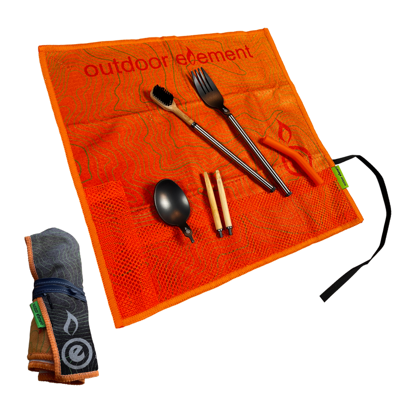 Outdoor Element Omni-Tensil Camping Utensil Kit Spoon Fork Chopsticks Toothbrush
