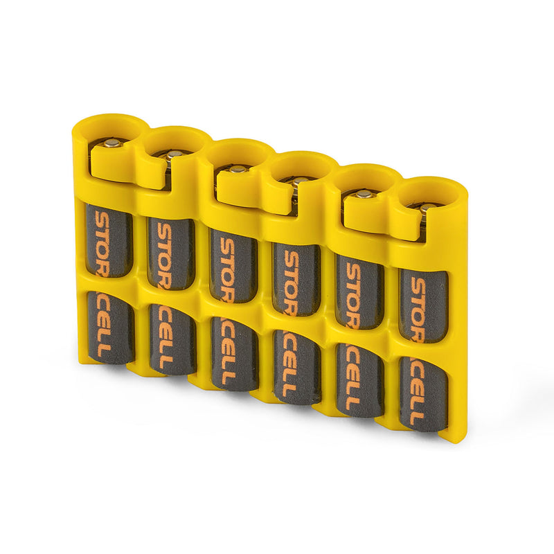 Storacell Slimline 6 AAA Battery Caddy (Yellow)