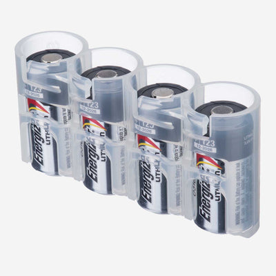 Storacell Slimline 4 CR123 Battery Caddy (Clear)