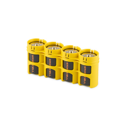 Storacell Slimline 4 D Battery Caddy (Yellow)