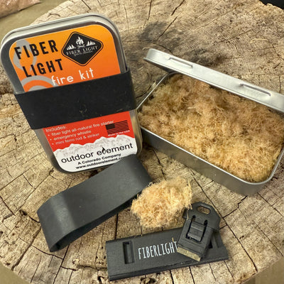 Outdoor Element Fiber Light Fire Kit Plus Mini Ferro Rod