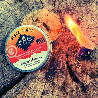 Outdoor Element Fiber Light Original Round Tin Fire Starter Tinder USA